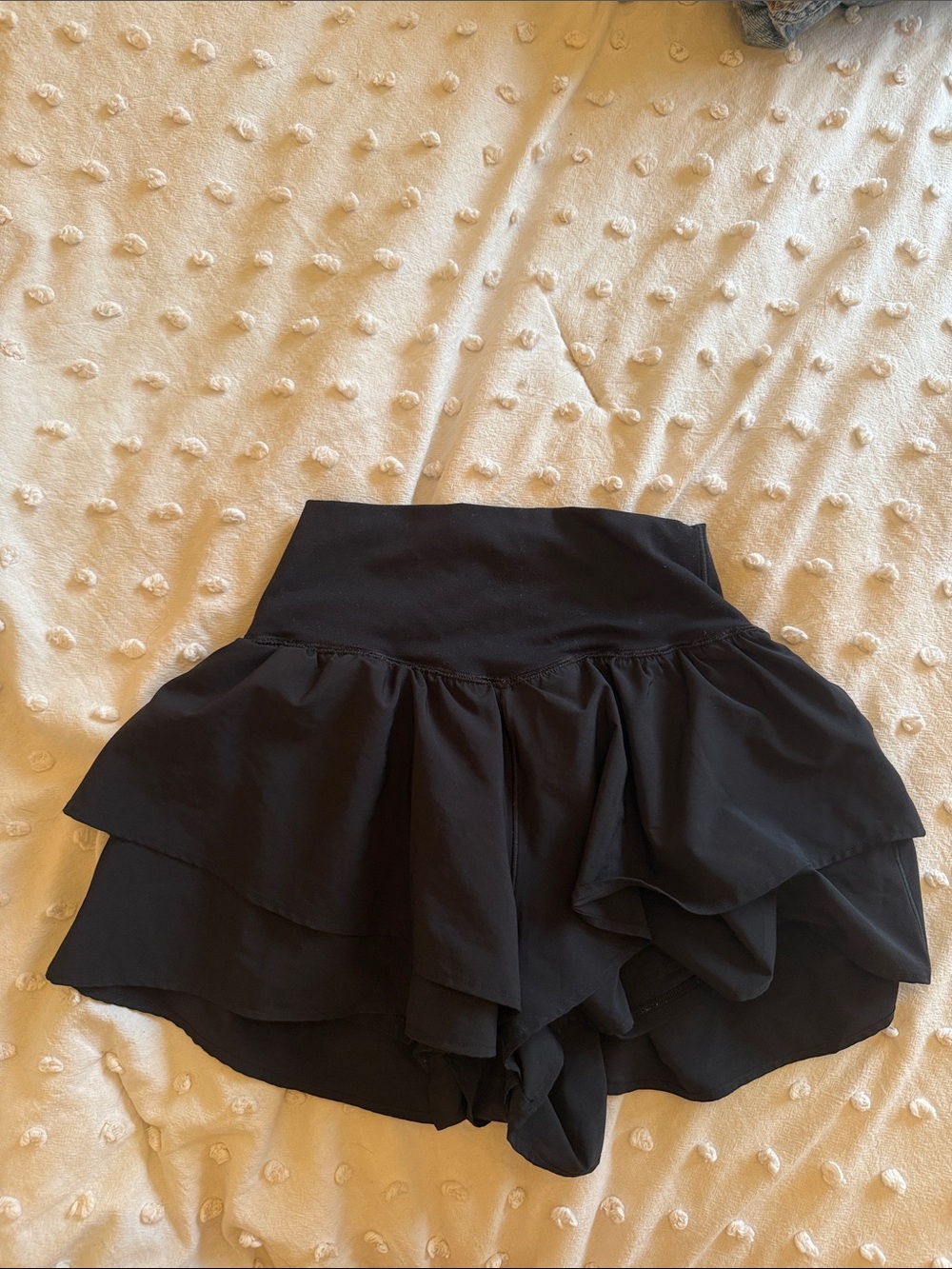 High-Waist Black Ruffle Skort Shorts - Women's